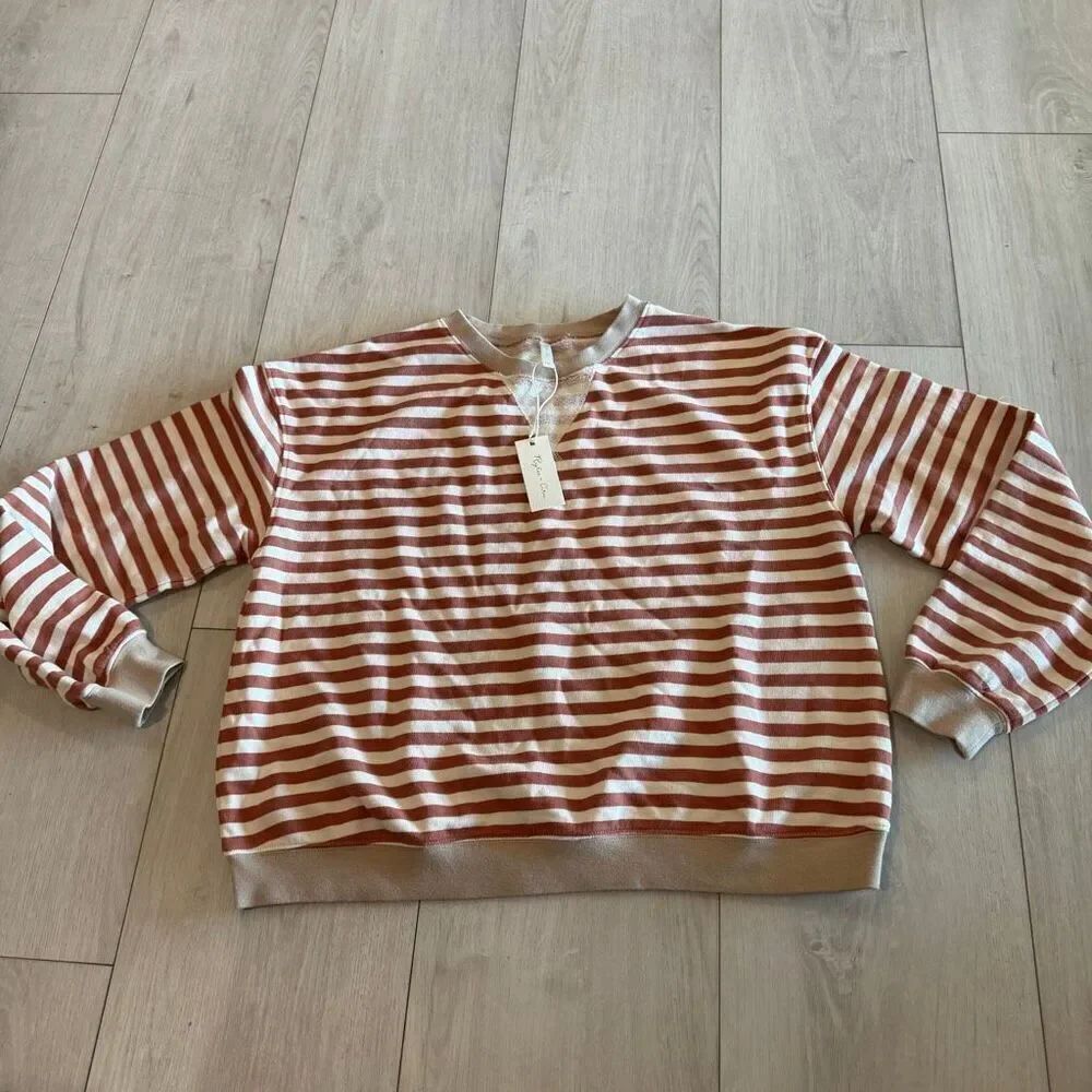 Rylee + Cru OVERSIZED CREW || POPPY STRIPE size 14